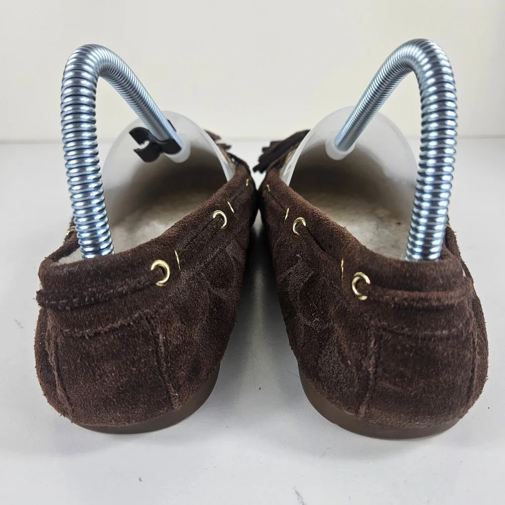 Coach Anita Signature Womens 6B Suede Monogram Tassel Moccasin Loafers Flats
